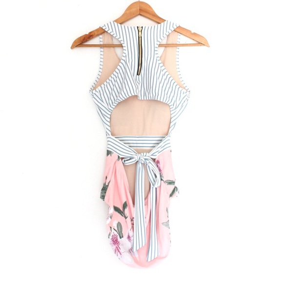 Albion Island Fever Floral Stripe Castaway One-Piece Swimsuit - Picture 2 of 7